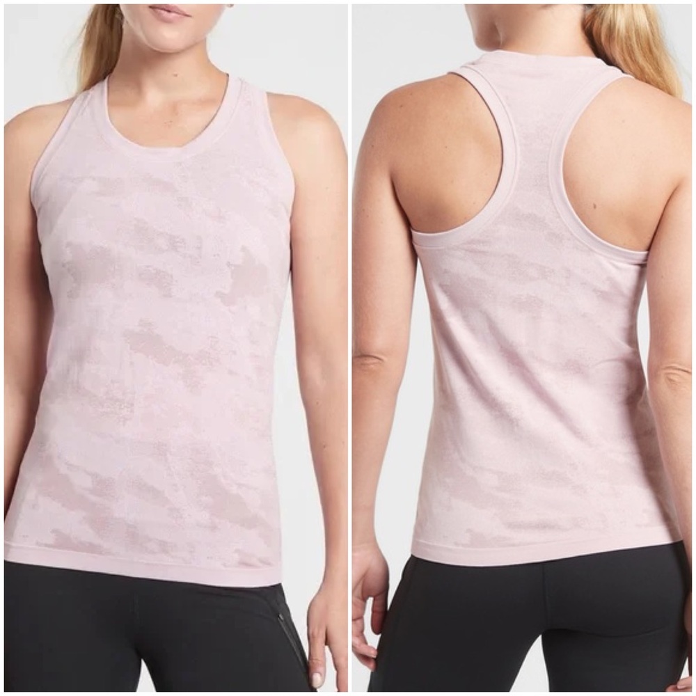Athleta Momentum Seamless Racerback Tank Top Size Small Pink Mauve Camo.  24